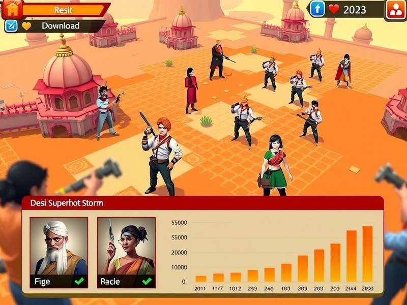 Desi Superhot Storm character selection screen showing diverse Indian characters